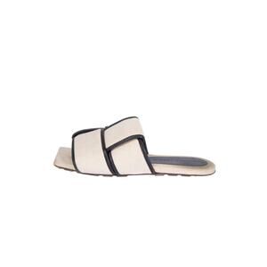 BOTTEGA VENETA Beige Canvas Patch Mules Size 37